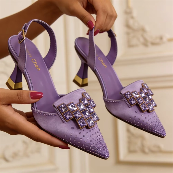 Venus Chan Elegant High Heel Shoes for Women - Sparkling Diamond Accents, Pointed-Toe Design Perfect for Parties and Commuting - AliExpress 322