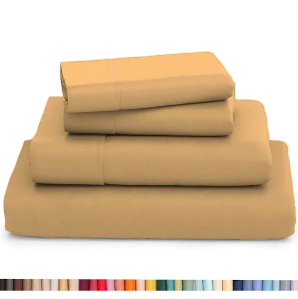 Ultra Soft Bamboo Sheet Set - 4 Pc Set - Wrinkle Resistant - Cooling Sheets with Deep Pockets WW Sheets Color: Gold Size: Full Sheet Set + 2