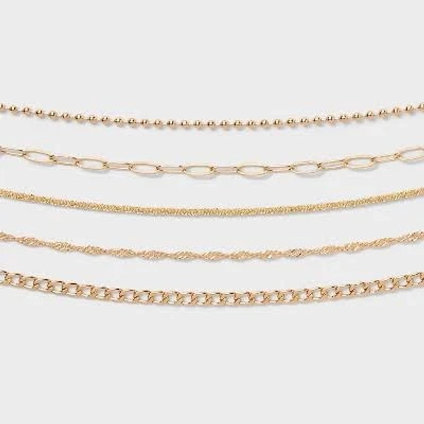 Wild Fable Gold Lobster Claw Clasp Chain Choker Necklace Set