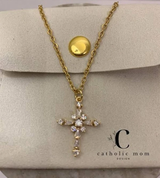 18" Minimalist Cubic Zirconia Cross Necklace