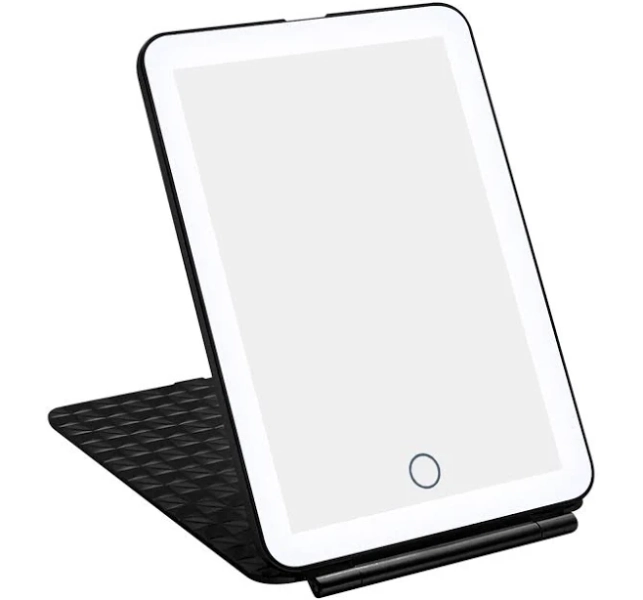 Fleur Touch Pad Mini Tri-Tone LED Makeup Mirror, Black