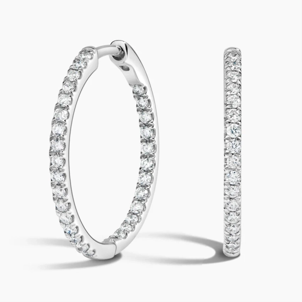 Small Perfect Hoop Lab Diamond Earrings in 14K White Gold