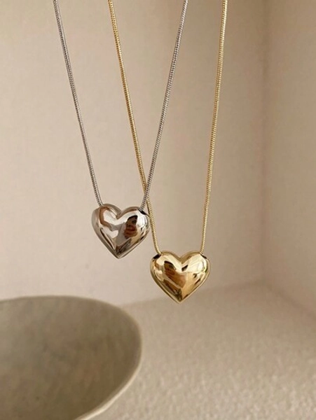 1 pezzo Collana minimalista alla moda ed elegante con ciondolo a forma di cuore per donne, versatile catena per clavicola semplice e delicata in stile Y2K, adatta per uso quotidiano, feste, appuntamenti, stile da strada, festival musicali, spiagge, viaggi