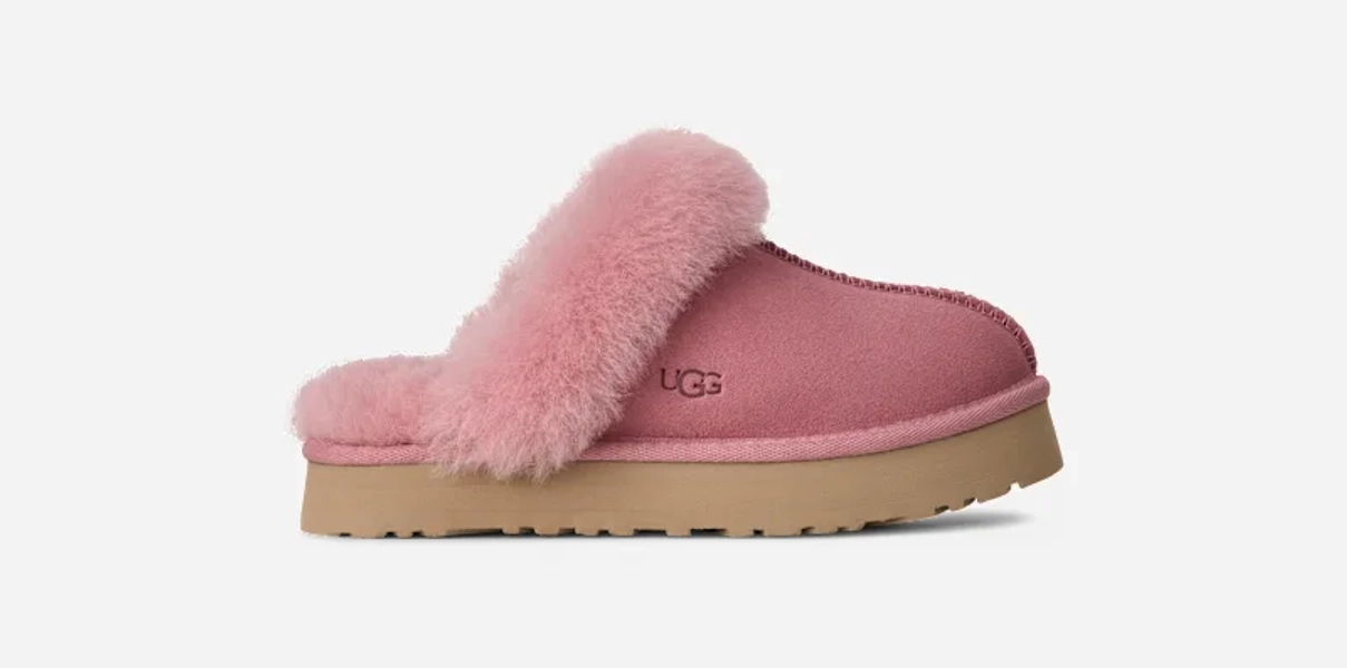 UGG® Kids' Disquette Sheepskin Slippers in Horizon Pink, Size 13K