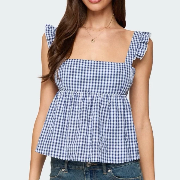 Edikted Women's Jenson Backless Gingham Top