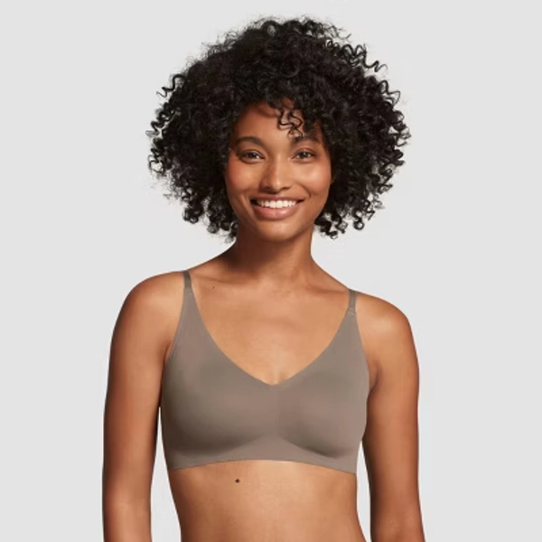 True & Co. True Everybody Women's Adjustable Strap Triangle Bra - Gray S: Wireless, Light Support, Removable Padding