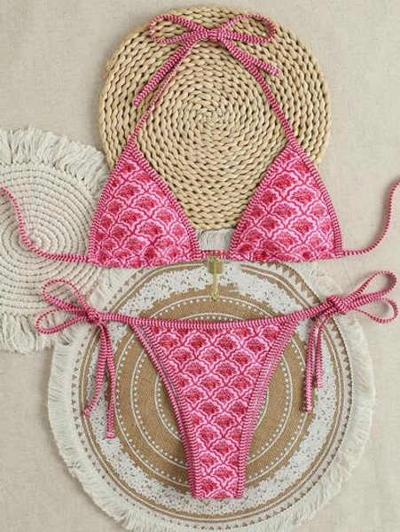 Swim Mod Random Floral Print Bikini Set For Beach Vacation For Summer