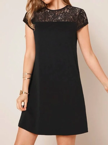 SHEIN Lace Yoke Dress