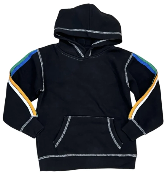 Vintage Havana Boys Stripe Trim Black Hoodie