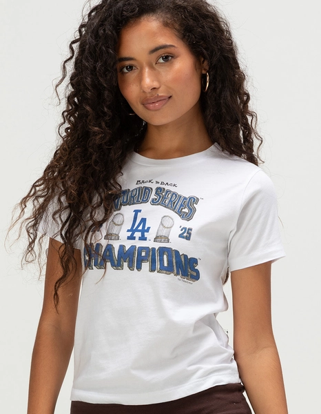 TINY TURNIP Los Angeles Dodgers Champs Womens Tee - WHITE