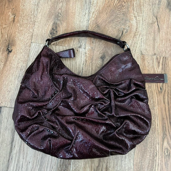 Kenneth Cole Burgundy faux leather shoulder bag with...