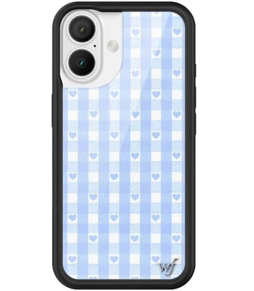 Wildflower Blue Gingham Hearts iPhone case