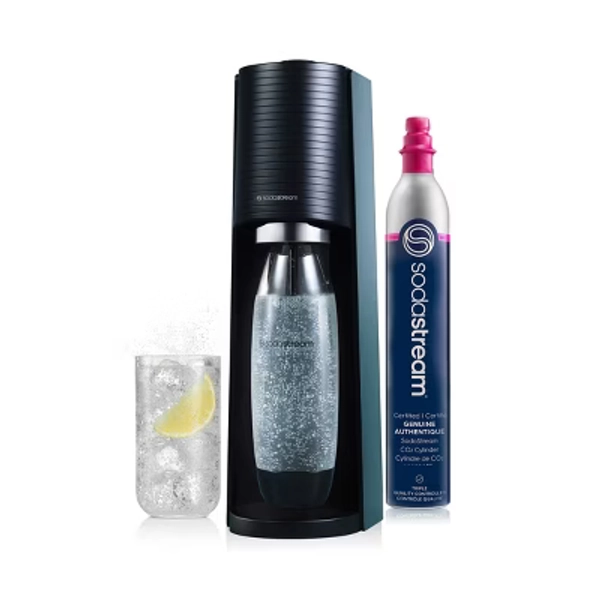 SodaStream Terra Sparkling Water Maker with CO2 and Carbonating Bottle Black: Soda Streamer Machine, 60L Capacity