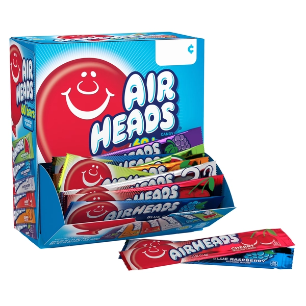 Airheads Peanut-Free Full-Size Chewy Candy Bars, Assorted Fruit Flavors, Bulk Candy Individually Wrapped, 60 Count Display Changemaker Box - Walmart.com