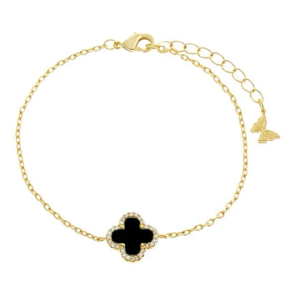 By Adina Eden Pave Outlined Four Leaf Clover Bracelet