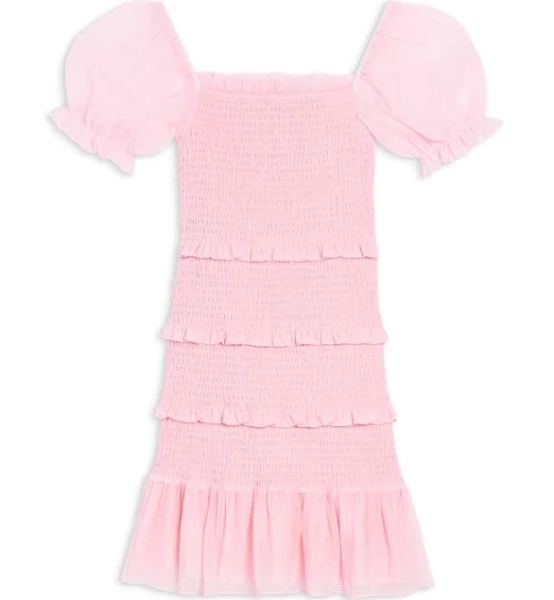 Katiejnyc Girls' Laila Puff Sleeve Tiered Smocked Dress
