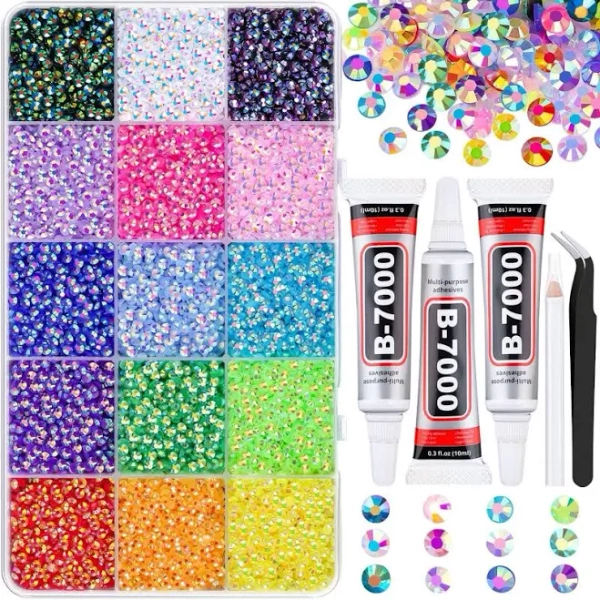 Bedazzling Kit: Rainbow Resin Gems And B7000 Jewelry Glue For
