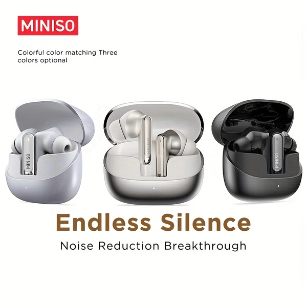 MINISO MS106 Active Noise Cancelling True Wireless Earbuds: 3.0 Adaptive Noise Reduction, 6-Mic AI Call Noise Cancellation, 55H Battery Life, 3.9g Ultra-Light, Multiple Scene Modes & Stylish 3-Color Options for Immersive Audio Experience