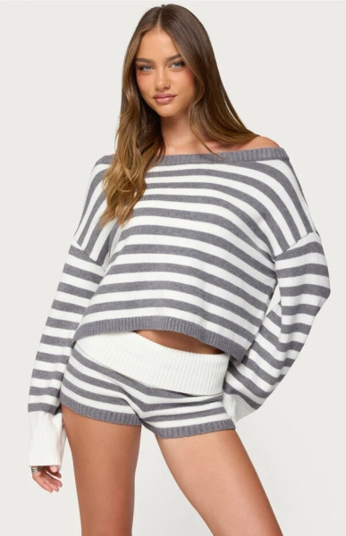 Saphi Striped Oversized Knit Sweater