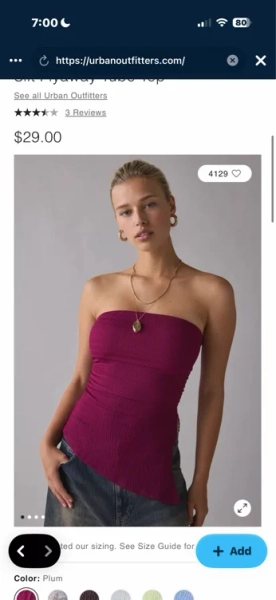 UO Afterparty Asymmetric Side-Slit Flyaway Tube Top