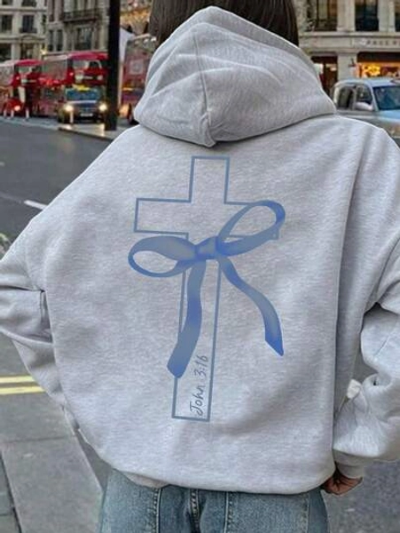 Women's Casual Graphic Print Loose Fit Thermal Lined Hoodie Sweatshirt, Winter