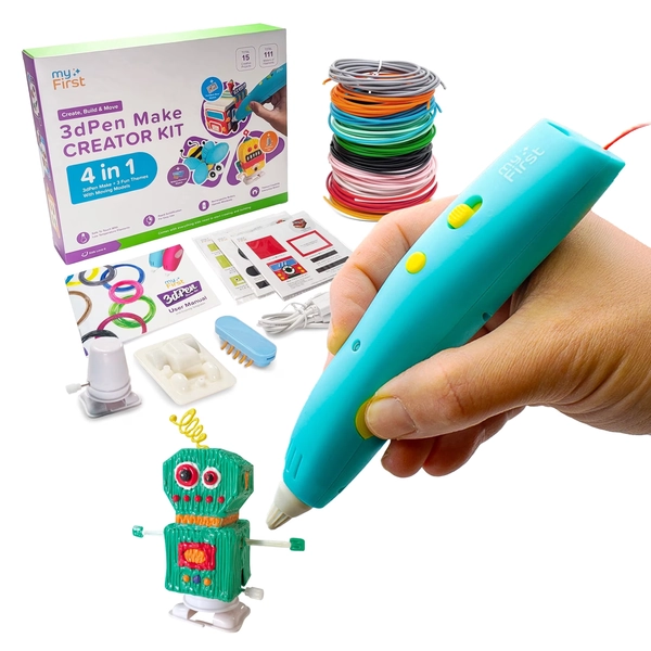 myFirst 3dPen Make Creator Kit, 3D Printing Pen for Kids with 51 PCL Filament Rolls & 15 Templates, Blue - Walmart.com