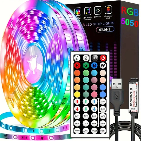 10m 20m Led Strip Lights with 44 Key Remote Control 5050 RGB Tape Led Wall Room