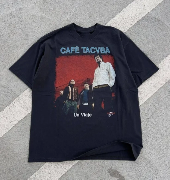 Rare Cafe Tacvba Mexican Rock Band Tee Twoside Remake Full Size Kk1610
