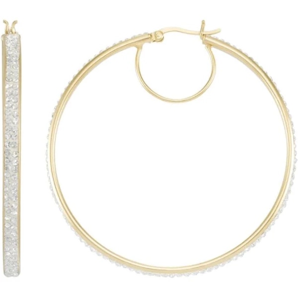 Simone I Smith Collection 18kt Yellow Gold Plated Sterling Silver Crystal Hoop Earrings