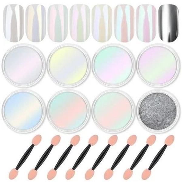 Livhil 8pcs Chrome Mirror Effect Dip Powder Nail Kit