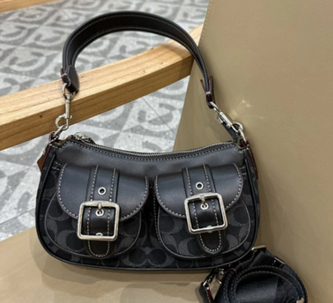 Ashton Baguette In Signature Denim black CQ184 Crossbody New