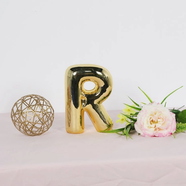 "Assorted 7\" Gold Ceramic Bubble Monogram Tabletop Accent by Ashland® | 6.3\" x 2.36\" x 6.81\" | Mic… | Gold ceramic, Spring tabletop decor, Dorm room inspiration