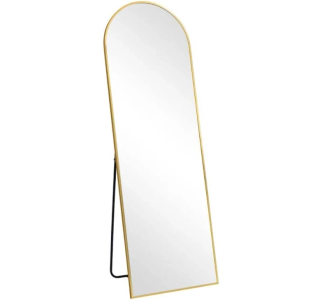 Wooakway 64 inches x 21 inches Arched full body mirror with Gold Scratch-Resistant Aluminum Alloy Frame with Stand