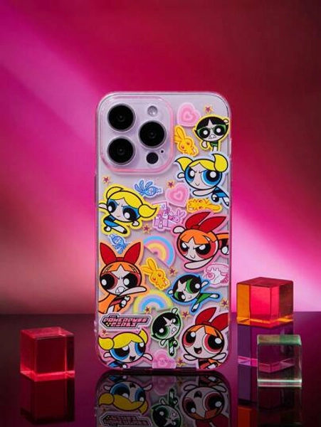 THE POWERPUFF GIRLS X SHEIN Blossom, Bubbles, Buttercup Pattern Painted Fashion Phone Case, Compatible With IPhone