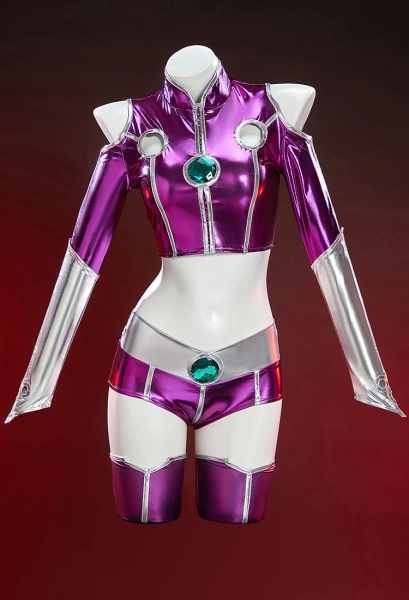 Teen Titans Female Superhero Koriand'r Cosplay Costume Top and Shorts with Stocking Shoes