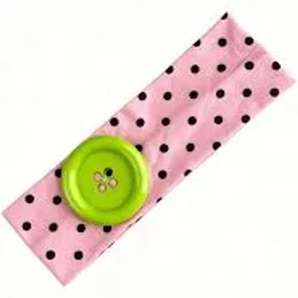 Ladies Polka Dot Button Wide Stretch Hair Band