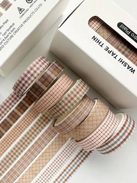 8 rollos de Juego de Cintas Washi Japonesas Vintage, Cintas Decorativas Retro Estrechas Adecuadas para Manualidades DIY, Diarios de Arte, Vuelta a Clases y talla grande