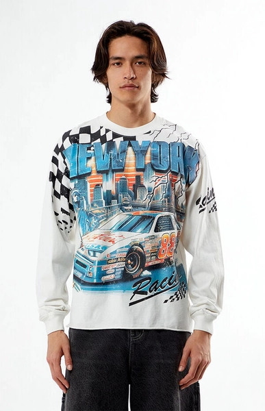 New York Racing Cropped Long Sleeve T-Shirt