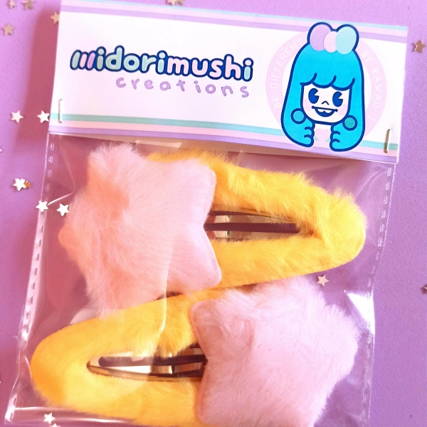 Super Cute Fluffy Stars Hairclip/Party Kei Pastel Baby/ Decora Fairy Kei/Harajuku Lovers/90s Girl/ Sweet Hair Accessories