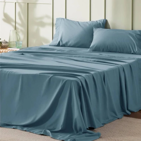 Bedsure Mineral Blue Polyester Sheet Set Full with 2 Pillowcases