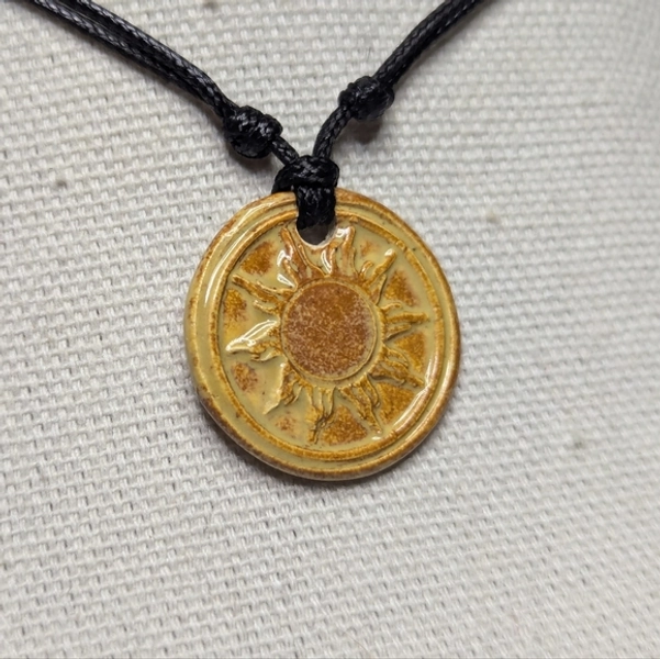 Handmade | Jewelry | Sun Pendant Ceramic Pendant Boho Hippie Whimsical Choker Neklace Cord | Poshmark