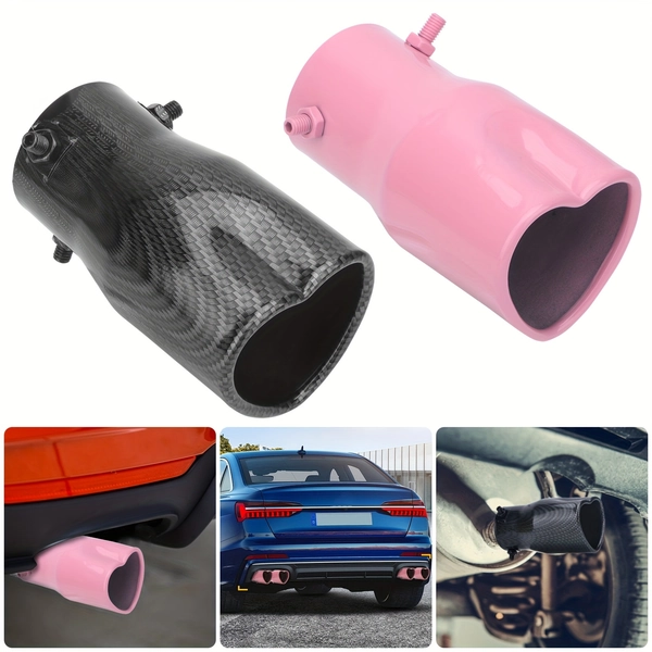 Heart-Shaped Tailpipe Made of Stainless Steel with a Single Outlet, Designed for Universal Car Modifications, Featuring a 63Mm/2.5In Interface Diameter, Suitable for Most Vehicles with a Straight Exhaust Pipe Diameter Ranging from 38Mm to 53Mm
