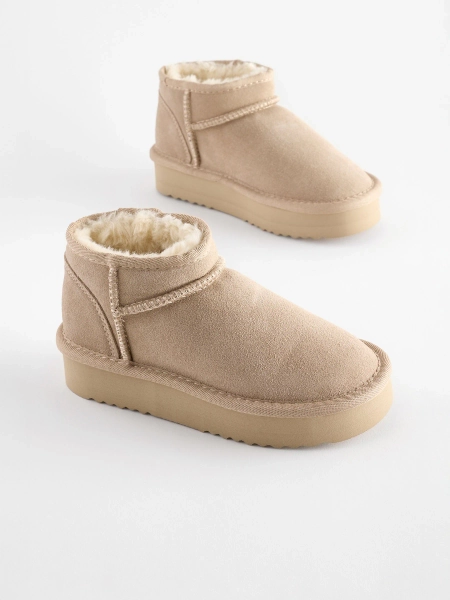 Neutral Standard Fit (F) Flatform Mini Warm Lined Water Repellent Suede Pull-On Boots