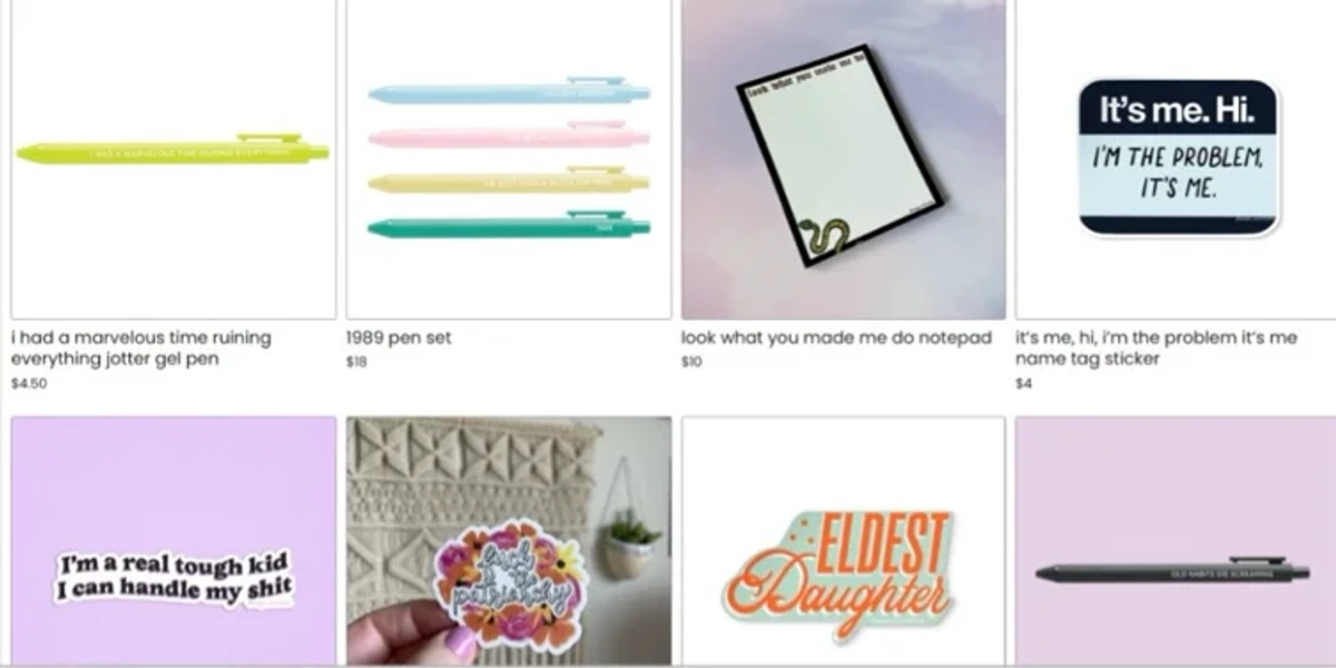 mangoillustrated.com Swiftie Pens, Stickers, &/or Sticky Notes