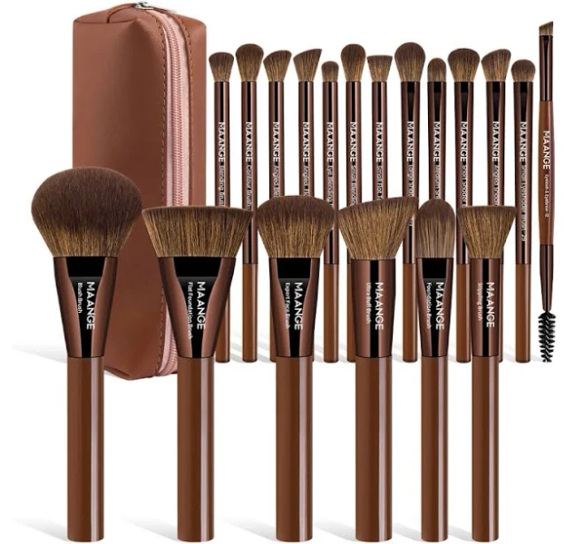 MAANGE 19pcs Makeup Brushes Set with Storage Bag Foundation Blush Powder Brush Cosmetics Blending