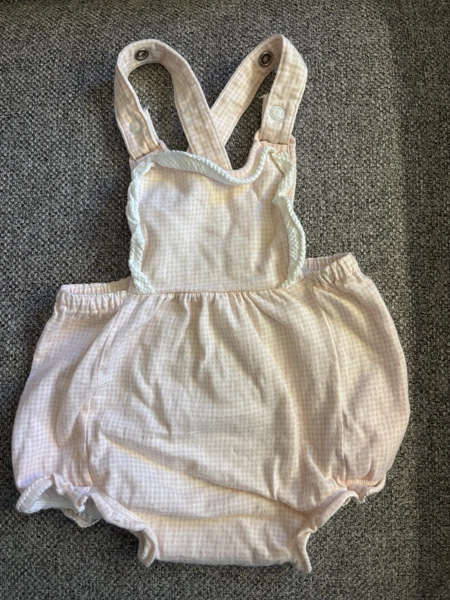 Vintage 1980's Carter's Romper Baby Girl Pink Check 12 mos
