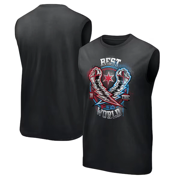 WWE CM Punk Lightning Fists Tank - Black - Mens