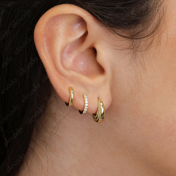Wavy Huggie Hoop Earring Gift Set • Huggie Hoop Earring Stack • earring set • gift ready • gift for her • gift for mom • gift set