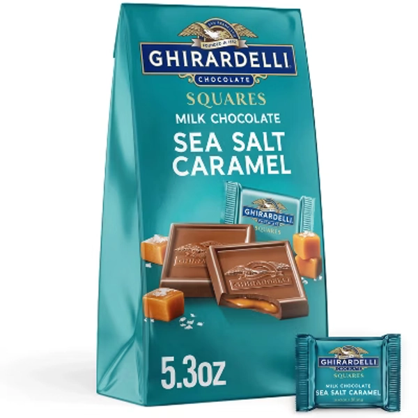 Ghirardelli Milk Chocolate Candy SQUARES with Sea Salt Caramel Filling - 5.3oz