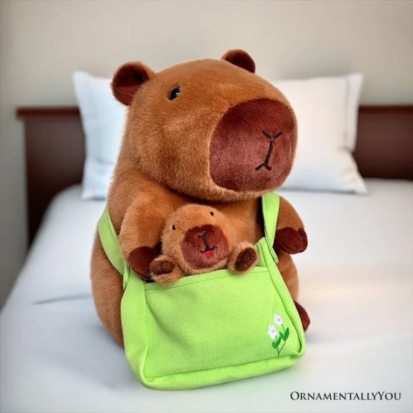 OrnamentallyYou Coco the Capybara and Her Baby Plushie Set